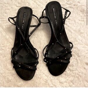 Black Dressy kitten Hills with rhinestones